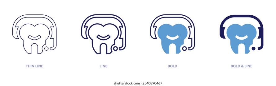 Dentist call center icon in 4 different styles. Thin Line, Line, Bold, and Bold Line. Duotone style. Editable stroke.