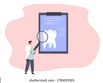 Dentist Care of Big Tooth.Dental Clinic Concept.Dentist Standing around Huge Tooth and Treat it.
Orthodontics Medical Center
Dental Care.Flat Vector Illustration