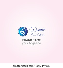 Dentist Care Clinic Logo Tooth abstract design vector template Linear style. Dentist stomatology medical doctor Logotype concept icon.