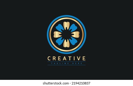 A los dentistas les importa el concepto creativo. Símbolo de flor y plantilla de diseño de logotipo de estilo de lujo