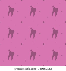 Dentist Care Molar Tooth With Stars Seamless Silhouette Pattern Background