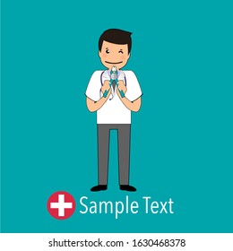 Dentist, Cartoon character Dentist Design, Medical worker, Medical concept. Vector illustration design.