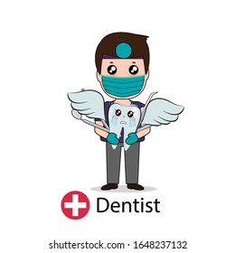 Dentist, Cartoon character Dentist Design, Medical worker, Medical concept. Vector illustration design.