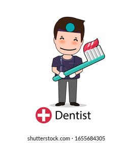 Dentist, Cartoon character Dentist Design, Medical worker, Medical concept. Vector illustration design.