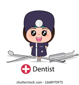 Dentist, Cartoon character Dentist Design, Medical worker, Medical concept. Vector illustration design.