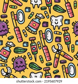 Dentist cartoon doodle pattern illustration design