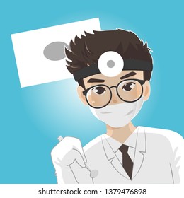 
The dentist is casting the oral cavity and teeth with a resolution.