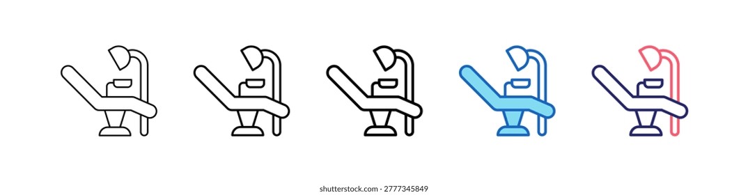 Dentist Chair Icon In 5 Different Styles Set Collection.
