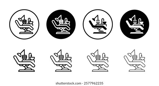 Dentist chair icon black and white vector sign