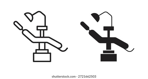 Icono de silla de dentista plano y delgado paquete de Vector de carrera. Conjunto de iconos editables