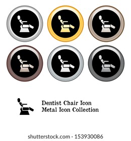 Dentist Chair Icon. Metal Icon Set