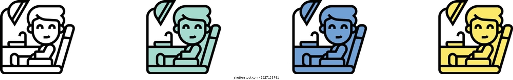 dentist chair icon. Outline, Green, Blue and Yellow Style Design Isolated On White Background