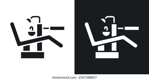 Dentist chair icons in solid black and white colors