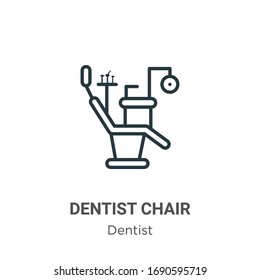Dentist chair outline vector icon. Thin line black dentist chair icon, flat vector simple element illustration from editable dentist concept isolated stroke on white background