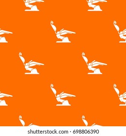 Dentist chair pattern repeat seamless in orange color for any design. Vector geometric illustration