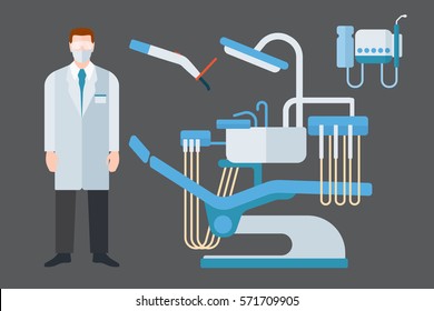 Dentist chair stomatology equipment vector illustration.