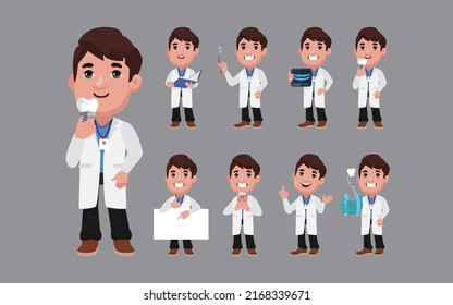 Dentist character and dental care concept