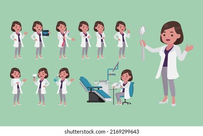 Dentist character and dental care concept