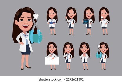 Dentist character and dental care concept