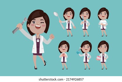 Dentist character and dental care concept