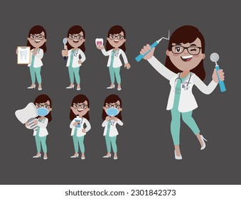 Dentist character and dental care concept
