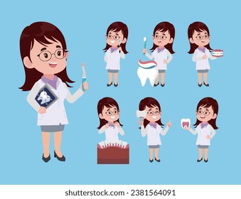 Dentist character and dental care concept