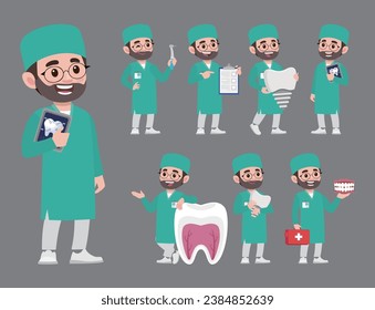 Dentist character and dental care concept