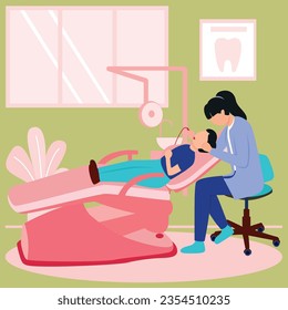 dentist check a tooth in our clinic Character illustration pro vector EPS 