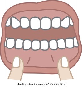 Dentista que comprueba el diente y la encía - ilustración plana 