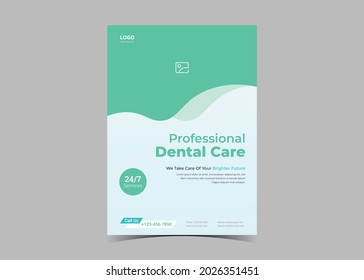 Dentist clinic screening flyer template design. Medical care poster leaflet design