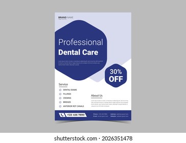 Dentist Clinic Screening Flyer Template Design. Medical Care Poster Leaflet Design