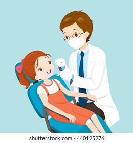 Dentist And Cute Girl On Dental Chair, Medical, Hospital, Checkup, Patient, Hygiene, Healthy, Treatment