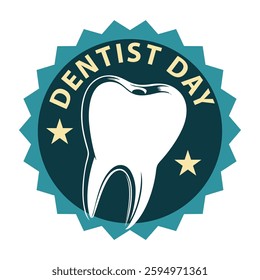 Dentist Day commercial label, vector illustration