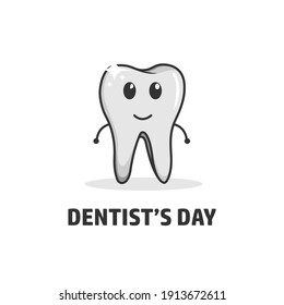 Dentist day concept design. Cartoon teeth vector isolated in white.