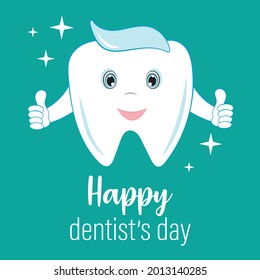 Dentist Day greeting card. Poster for the day of the dentist. Happy Dentist's Day. World Dental Day. Medical, dental and healthcare creative concept. Dental greeting card design.