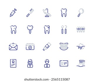 Dentist and Dental Care Colored Outline Icon. Healthcare and Medical Icon Theme.