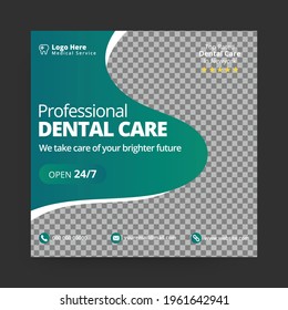 Dentist and dental care social media post, Editable banner, square banner template