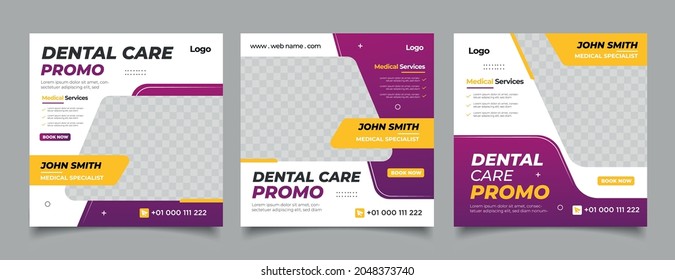 Dentist and dental care for social media post template