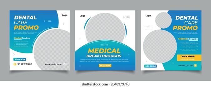 Dentist and dental care for social media post template