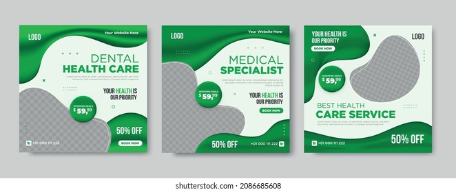 Dentist and dental care for social media post template