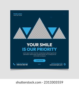 Dentist and dental care social media post vector template