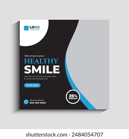 Dentist and dental care social media post or web banner template
