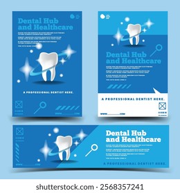 dentist dental clinic business poster banner print ads poster layout template for promotion,  tooth health hospital in 2d illustration graphic vector