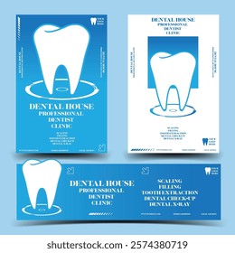 dentist dental clinic business poster banner print ads poster layout template for promotion,  tooth health hospital in 2d illustration graphic vector