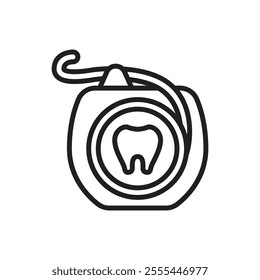 Dentist Dental Floss Outline Icon Vector Illustration