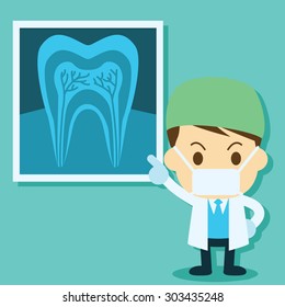 dentist with a dental x-ray film