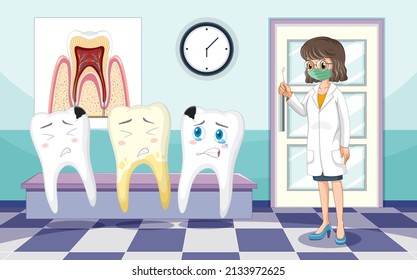 Enfermedad dental y dental diferente en la ilustración clínica