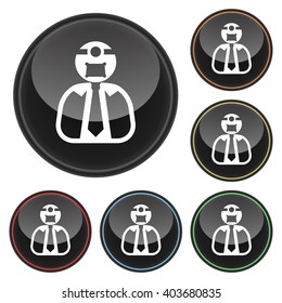 Dentist or Doctor Icon Glossy Button Icon Set in With Various Color Highlights
