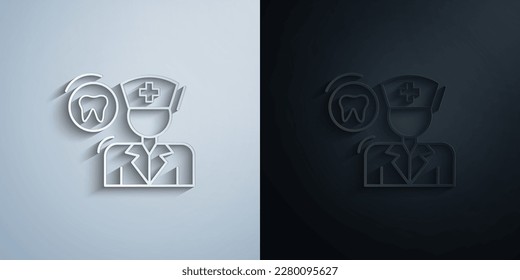 Dentist doctor male paper icon with shadow effect vector illuistration design