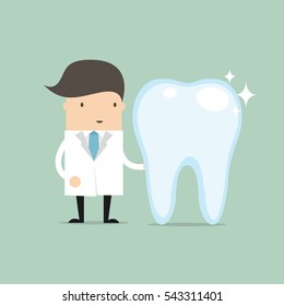 Dentist, Doctor presenting the tooth. vector
